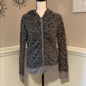 Guess Cheetah Print Zip Up Hoodie Size M